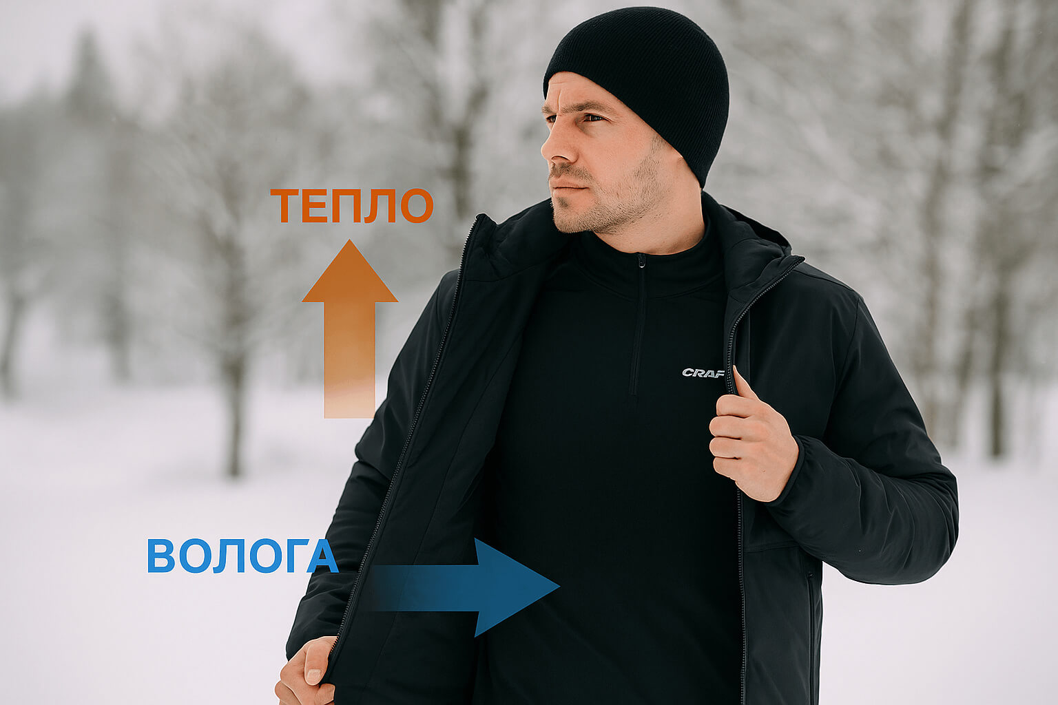 Как работает термобелье Craft: удержание тепла и отвод влаги во время зимних активностей на природе